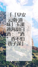 「早安云南·滇味」玉溪通海甜白酒：“酒”香不怕巷子深