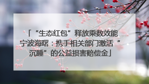 “生态红包”释放乘数效能 宁波海曙：携手相关部门激活“沉睡”的公益损害赔偿金