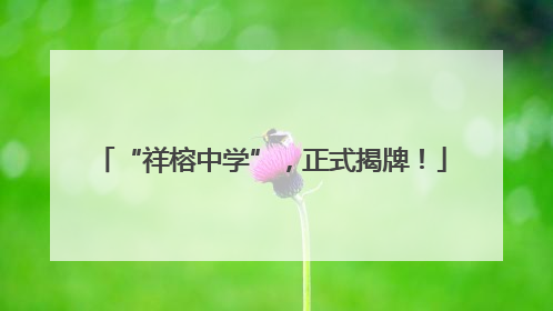 “祥榕中学”，正式揭牌！
