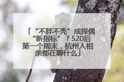“不胖不秃”成择偶“新指标”？520后第一个周末，杭州人相亲都在聊什么