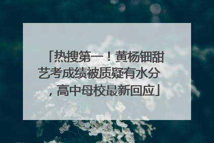 热搜第一！黄杨钿甜艺考成绩被质疑有水分，高中母校最新回应
