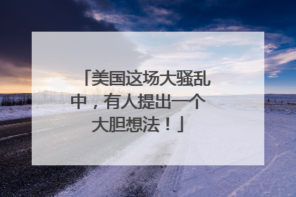 美国这场大骚乱中，有人提出一个大胆想法！