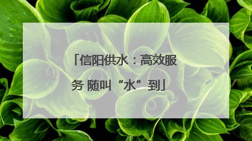 信阳供水：高效服务 随叫“水”到