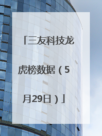 三友科技龙虎榜数据（5月29日）