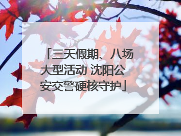 三天假期、八场大型活动 沈阳公安交警硬核守护