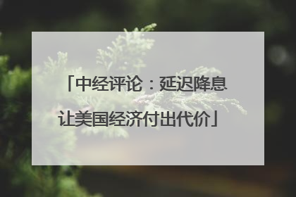 中经评论：延迟降息让美国经济付出代价