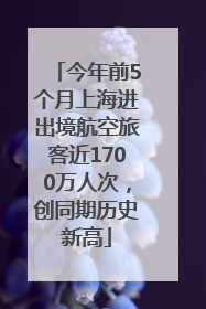 今年前5个月上海进出境航空旅客近1700万人次，创同期历史新高