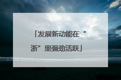 发展新动能在“浙”里强劲活跃