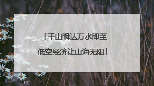 千山瞬达万水即至 低空经济让山海无阻