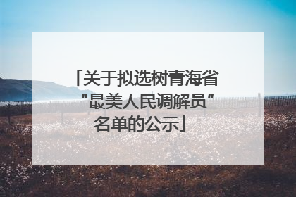 关于拟选树青海省“最美人民调解员” 名单的公示