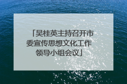 吴桂英主持召开市委宣传思想文化工作领导小组会议