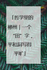 哲学里的郴州｜一个“田”字，平和洞写得平旷