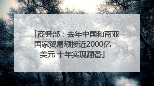 商务部：去年中国和南亚国家贸易额接近2000亿美元 十年实现翻番