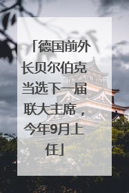德国前外长贝尔伯克当选下一届联大主席，今年9月上任