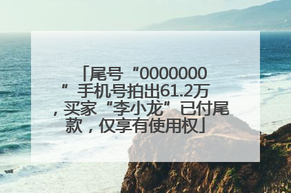 尾号“0000000”手机号拍出61.2万，买家“李小龙”已付尾款，仅享有使用权