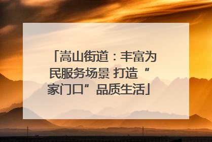 嵩山街道：丰富为民服务场景 打造“家门口”品质生活