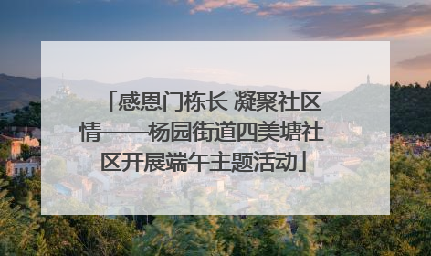 感恩门栋长 凝聚社区情——杨园街道四美塘社区开展端午主题活动