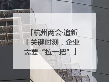 杭州两会·追新丨关键时刻，企业需要“拉一把”