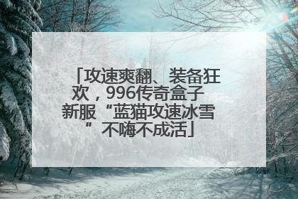 攻速爽翻、装备狂欢，996传奇盒子新服“蓝猫攻速冰雪”不嗨不成活