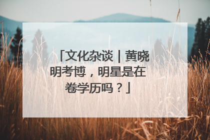 文化杂谈｜黄晓明考博，明星是在卷学历吗？