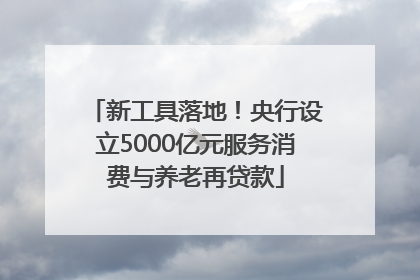 新工具落地！央行设立5000亿元服务消费与养老再贷款