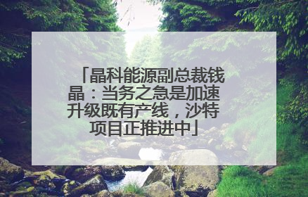 晶科能源副总裁钱晶：当务之急是加速升级既有产线，沙特项目正推进中
