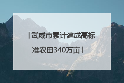 武威市累计建成高标准农田340万亩