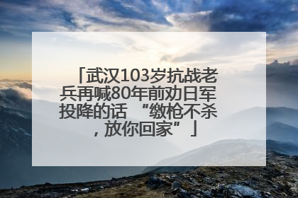 武汉103岁抗战老兵再喊80年前劝日军投降的话 “缴枪不杀，放你回家”