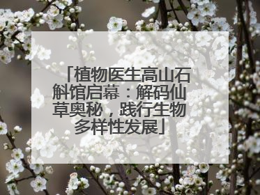 植物医生高山石斛馆启幕：解码仙草奥秘，践行生物多样性发展