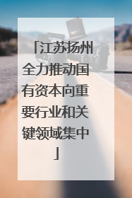 江苏扬州全力推动国有资本向重要行业和关键领域集中