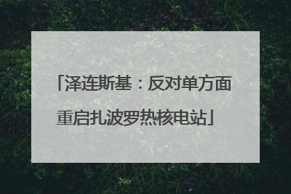 泽连斯基：反对单方面重启扎波罗热核电站
