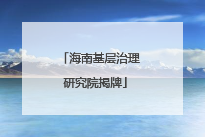 海南基层治理研究院揭牌
