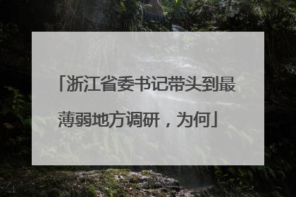 浙江省委书记带头到最薄弱地方调研，为何