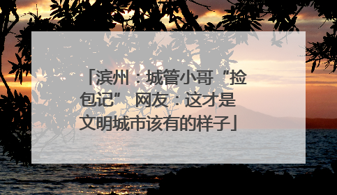 滨州：城管小哥“捡包记” 网友：这才是文明城市该有的样子