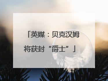 英媒：贝克汉姆将获封“爵士”