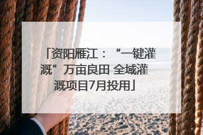资阳雁江：“一键灌溉”万亩良田 全域灌溉项目7月投用