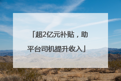 超2亿元补贴，助平台司机提升收入
