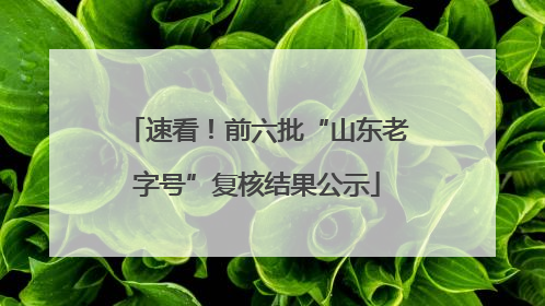 速看！前六批“山东老字号”复核结果公示