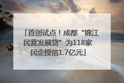 首创试点！成都“锦江民营发展贷”为118家民企授信1.7亿元