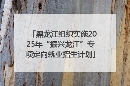 黑龙江组织实施2025年“振兴龙江”专项定向就业招生计划