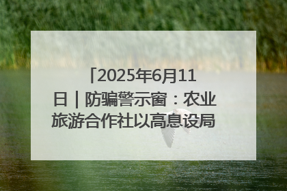 2025年6月11日｜防骗警示窗：农业旅游合作社以高息设局，集资380万
